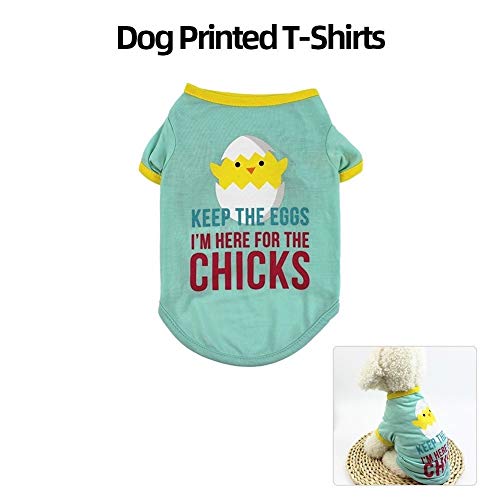 XuCesfs Ropa para mascotas Camisas para perros Camisetas para perros Camiseta estampada para mascotas Primavera Verano Ropa para perros pequeños Gatos (Color: Verde, Talla: M)