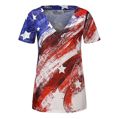 XUEBing Blusa de manga corta con cuello en V para mujer, para verano, para entrenamiento, manga corta