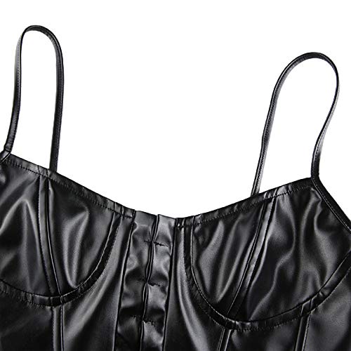 Y2K - Camiseta de tirantes para mujer, sexy, cuello en V, sin mangas, con estampado de flores, espaguetis, transparente negro (piel) M