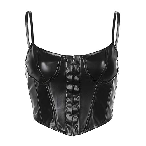 Y2K - Camiseta de tirantes para mujer, sexy, cuello en V, sin mangas, con estampado de flores, espaguetis, transparente negro (piel) M