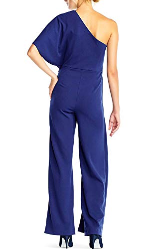 YACUN Mono Largo Mujer Fiesta Verano de un Hombro sin Mangas Pantalones Largos Pierna Ancha Cintura Alta Causal Elegante Azul L