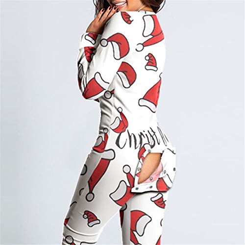 Yagerod Mono De Pijama De Mujer Onesies, Mono Sexy con Solapa a Tope, Mono De Pijama Estampado De Manga Larga, Ropa De Dormir para Adultos H M