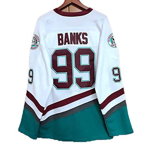 Yajun Adam Banks #99 Mighty Ducks Película Camisetas Hockey Jersey sobre Hielo NHL Hombre Ropa Respirable T-Shirt de Manga Larga,2XL