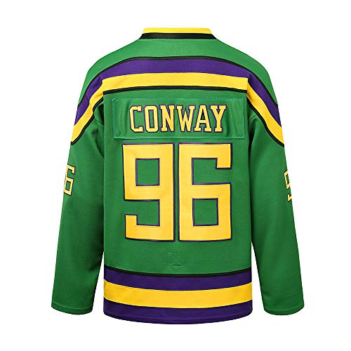 Yajun Charlie Conway #96 Mighty Ducks Película Camisetas Hockey Jersey sobre Hielo NHL Hombre Ropa Respirable T-Shirt de Manga Larga,M
