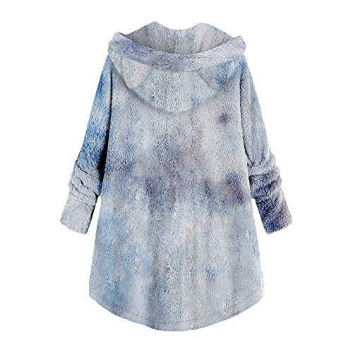 YANFANG Abrigo para Mujer Chaqueta Abrigo cálido Caliente y Esponjoso Flannel Tipo Manta Talla Grande de Invierno con Bolsillo con Capucha de Felpa XXXXXLSky Blue