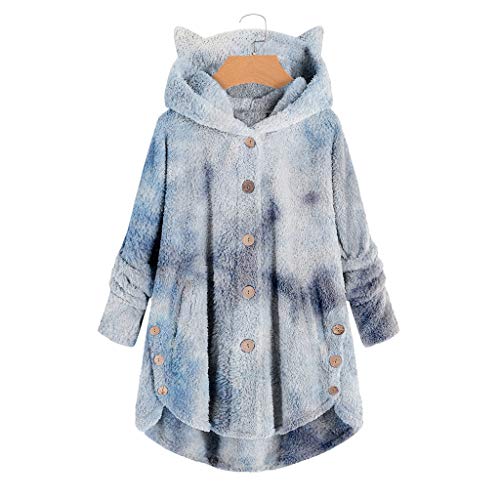 YANFANG Abrigo para Mujer Chaqueta Abrigo cálido Caliente y Esponjoso Flannel Tipo Manta Talla Grande de Invierno con Bolsillo con Capucha de Felpa XXXXXLSky Blue