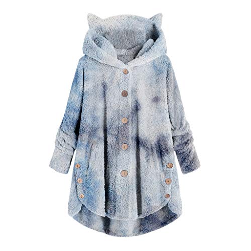 YANFANG Abrigo para Mujer Chaqueta Abrigo cálido Caliente y Esponjoso Flannel Tipo Manta Talla Grande de Invierno con Bolsillo con Capucha de Felpa XXXXXLSky Blue