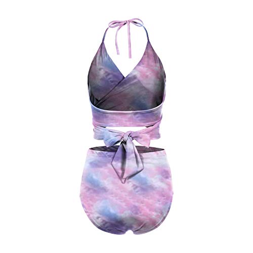 YANFANG BañAdores Mujer BrasileñO,Bikini De Traje BañO 2 Piezas con Estampado Floral Y Cintura Alta Cruzada para Mujer,Bikinis BrasileñOs,Bikinis Alta,Multicolor,S-XL