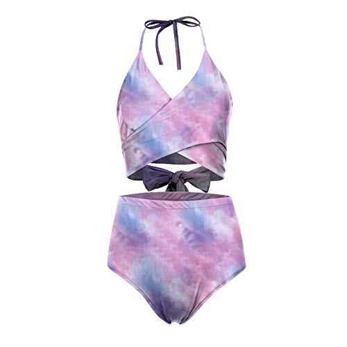 YANFANG BañAdores Mujer BrasileñO,Bikini De Traje BañO 2 Piezas con Estampado Floral Y Cintura Alta Cruzada para Mujer,Bikinis BrasileñOs,Bikinis Alta,Multicolor,S-XL