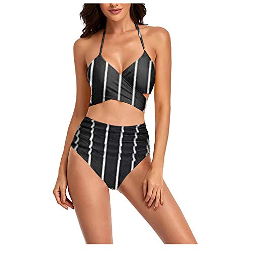 YANFANG BañAdores Mujer BrasileñO,Bikini De Traje BañO 2 Piezas con Estampado Floral Y Cintura Alta Cruzada para Mujer,Bikinis BrasileñOs,Bikinis Alta,Multicolor,S-XL