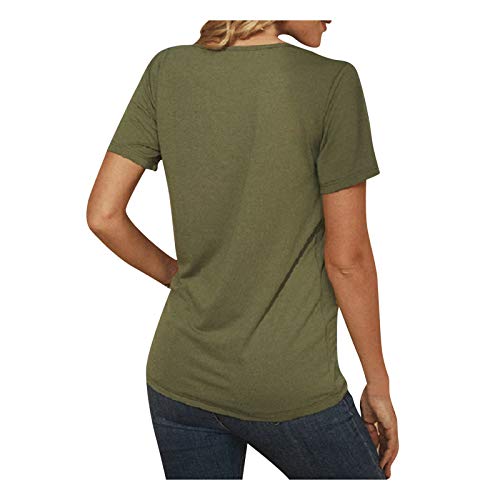 YANFANG Camisa De ImpresióN Mujeres Casual Letras Camiseta Manga Corta Tops Blusa TúNica Tallas Grandes Mujer Larga Cuello Redondo Blusas para Suelta Gradiente Efecto FiestaLGreen