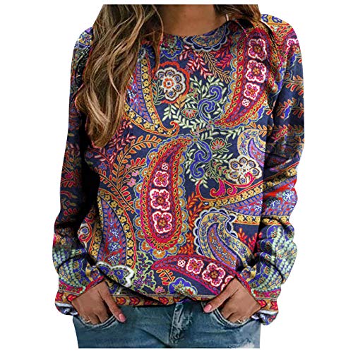 YANFANG Sudadera sin Capucha suéter Jersey Moda Mujer Suelta Cuello Redondo Animal Encantador Gato Impreso Blusa Tops pulóver a la Moda Sweatshirt Invierno Verde Rojo