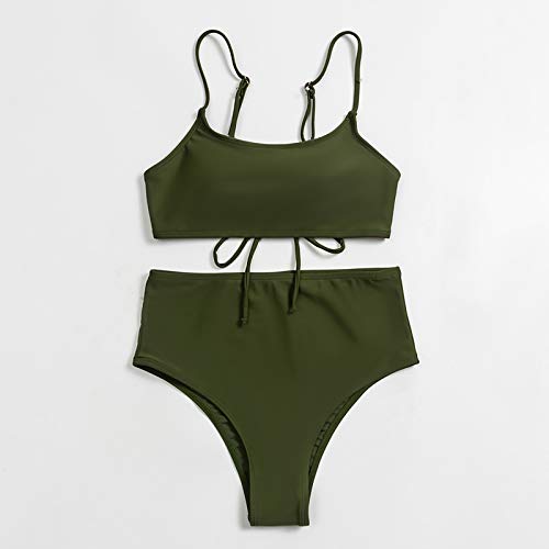 YANFANG Traje de baño Sexy con Tirantes y Costuras en Color Liso para Mujer,Tops de Bikini Trajes de Baño Tanga Triángulo Suave Acolchado Tops y Braguitas Conjuntos Bikinis Bañador Brasileño