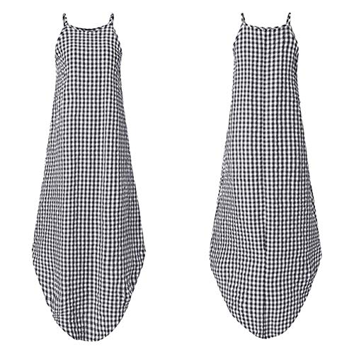 YANFANG Vestido Mujer Verano,Vestido De Cola Milano con Estampado Cuadros Cuello Redondo Y Moda Verano para Mujer,Vestidos Cortos Verano,De 2021,Vestidos Largos Mujer,Rojo,Azul,Negro,Amarillo,S-5Xl