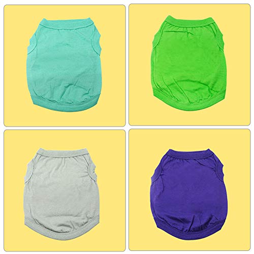 YAODHAOD Camisetas para Perros en Color Liso Ropa, Camisas de Algodón Suaves y Transpirables, Camisas para Perros Ropa Apta para Pequeños Extra Pequeños Medianos para Gatos （4pcs,L