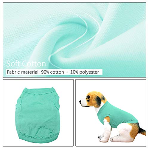 YAODHAOD Camisetas para Perros en Color Liso Ropa, Camisas de Algodón Suaves y Transpirables, Camisas para Perros Ropa Apta para Pequeños Extra Pequeños Medianos para Gatos （4pcs,L