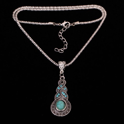 YAZILIND Regalo de la joyería de Plata tibetana de la Turquesa Encanto cristalino de la Mariposa del corazón Pendientes del Collar para la Mujer
