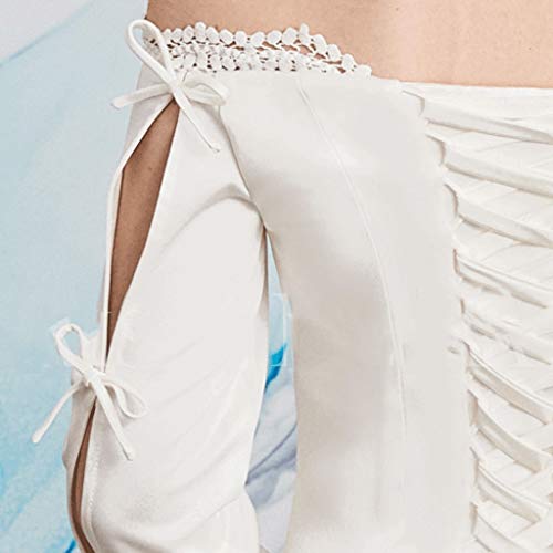 YC electronics Ropa de Boda Boda, Manga Larga, Raso, Longitud del Piso de la Boda, Vestido de Noche Forever Vestido Largo Vestido de cóctel Vestidos de Novia (Color : White, tamaño : S)