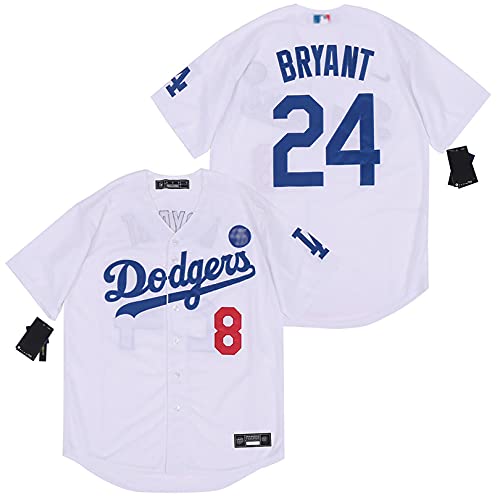 YENDZ Camiseta de béisbol de los Hombres de la edición Conmemorativa de los Aficionados, Camiseta de Bryant de los Dodgers No.8 No.24 L White
