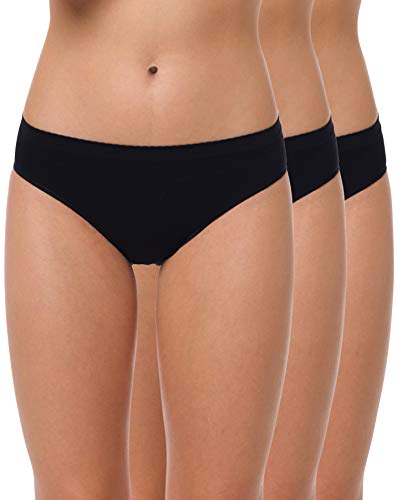 Yenita 3 Pack Braguitas Bikini para mujer, Costuras Microfibra