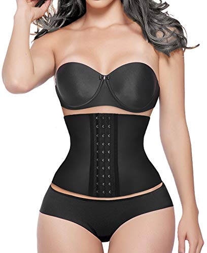 YIANNA Fajas Reductoras Adelgazante Mujer Waist Trainer Corset Reductor Cinturilla Moldeadora Latex Corsé Colombianas Negro, YA110299 Size XS
