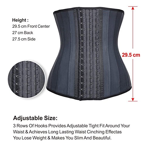 YIANNA Mujer Fajas Reductoras Adelgazante Cómodo Corsé Cintura Entrenador Waist Shaper Corset Reductor Negro with 25 Huesos de Acero Nero,1210 Size XL