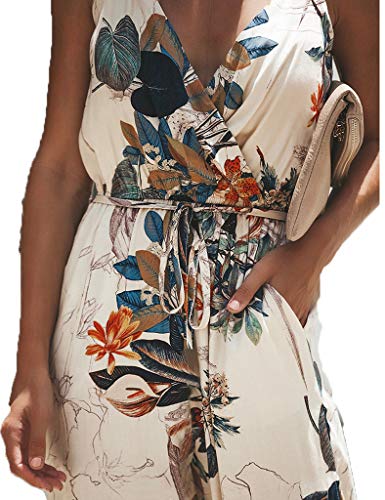 Yiarnme Mujer Mono Largo Casual Elegante Manga Larga Jumpsuits Playsuit de Fiesta de Noche Monos Beige L