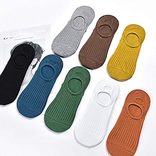 YILONG 5 Pares/Set Mujeres de los Hombres escotados de Calcetines de algodón a Rayas Antideslizante Resistente al Deslizamiento en Barco Calcetines Invisibles