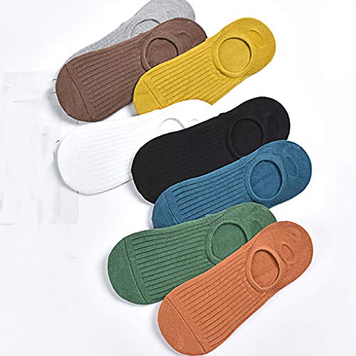 YILONG 5 Pares/Set Mujeres de los Hombres escotados de Calcetines de algodón a Rayas Antideslizante Resistente al Deslizamiento en Barco Calcetines Invisibles