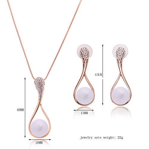 Yinew Collar largo con colgante de perlas de cristal, de lujo, para mujer, Aleación, Plateado, As description