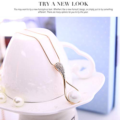 Yinew Collar largo con colgante de perlas de cristal, de lujo, para mujer, Aleación, Plateado, As description