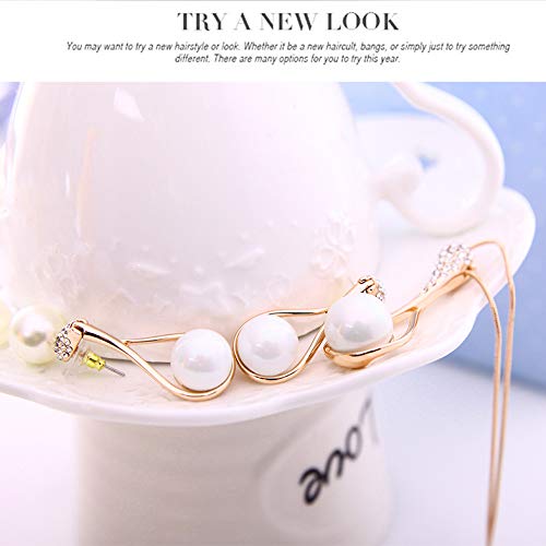 Yinew Collar largo con colgante de perlas de cristal, de lujo, para mujer, Aleación, Plateado, As description