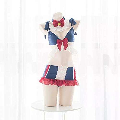 YINSHENG Pijamas Lindos Dulces y Sexy japoneses Kawaii Yuki Bell lencería lencería íntima Femenina, lencería Sexy, Encaje, lencería erótica, Cola Suave Conjunto de Bufanda Linda Cosplay gótico