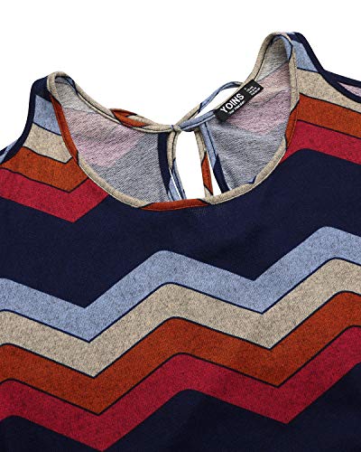 YOINS - Blusa informal de verano con los hombros descubiertos, cuello escotado, cierre anudado y estampado floral para mujer Colorblock-azul claro XXL