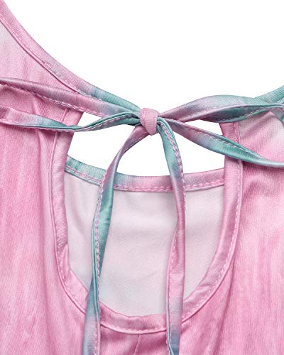 YOINS - Blusa informal de verano con los hombros descubiertos, cuello escotado, cierre anudado y estampado floral para mujer Rosa B-rosa L