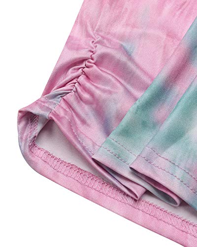 YOINS - Blusa informal de verano con los hombros descubiertos, cuello escotado, cierre anudado y estampado floral para mujer Rosa B-rosa L