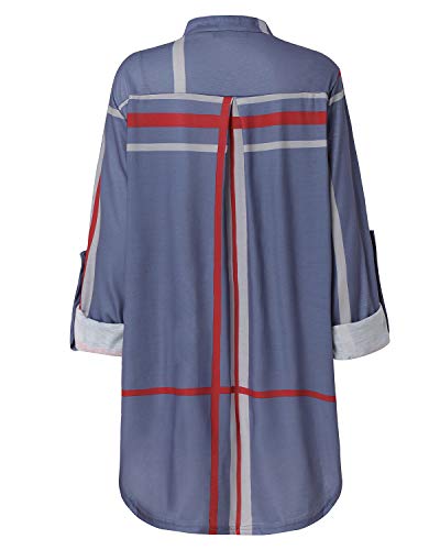 YOINS Blusa Mujer Manga Larga Camiseta Cuello V Camisa Elegante Túnica Casual SueltoTops Otoño Invierno Gris-01 EU44