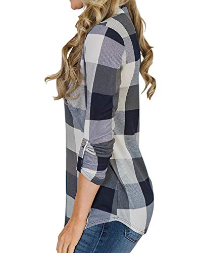 YOINS Blusa Mujer Manga Larga Camiseta Cuello V Camisa Elegante Túnica Casual SueltoTops Otoño Invierno Gris XXL