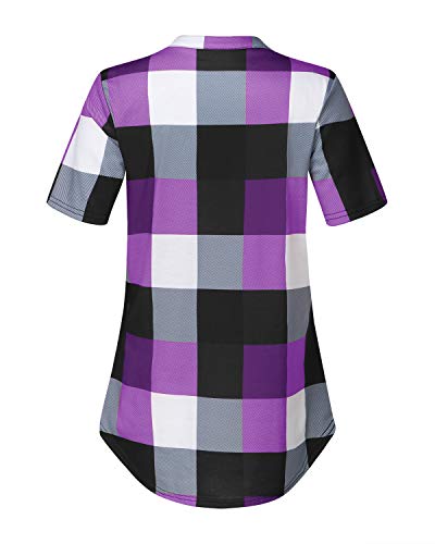YOINS - Camisa de manga larga para mujer, con cuello de pico, estilo clásico, informal, diseño a cuadros, blusa para mujer