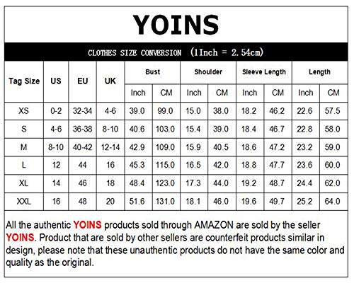 YOINS - Camiseta de manga corta con cuello en V para mujer