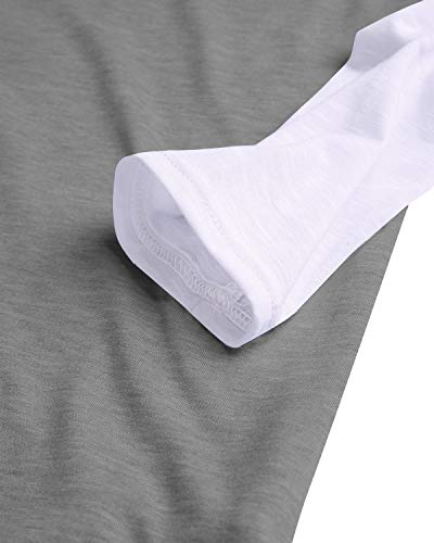 YOINS Camiseta de Manga Larga para Mujer Camisas con Rayas Cuello Redondo Casual Blusas Elegante Tops Gris S