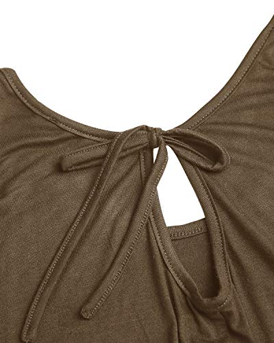 YOINS - Camiseta informal de verano para mujer, hombros descubiertos, cuello redondo, con cordones, color sólido