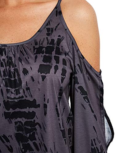 YOINS Camiseta Mujer Elegante de Manga Larga Camisa de Hombro Frío Blusa Casual Fiesta Tops Morado XL