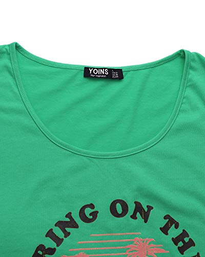 YOINS - Camiseta para mujer, camiseta sexy para verano, cuello redondo sin mangas, con estrellas Sunshine-verde. S