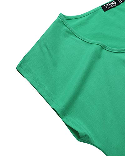 YOINS - Camiseta para mujer, camiseta sexy para verano, cuello redondo sin mangas, con estrellas Sunshine-verde. S