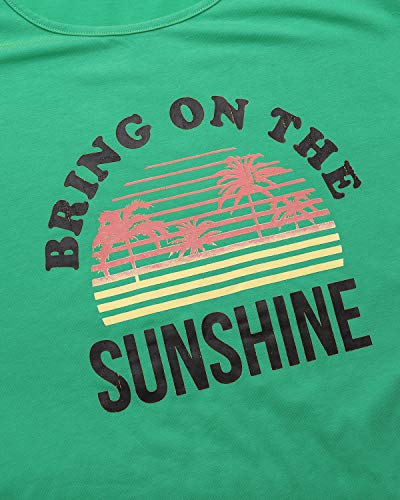 YOINS - Camiseta para mujer, camiseta sexy para verano, cuello redondo sin mangas, con estrellas Sunshine-verde. S