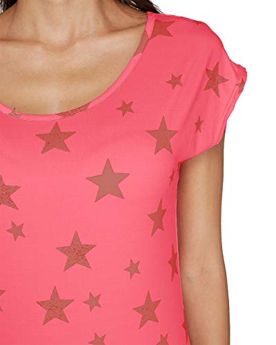 YOINS Camiseta para Mujer Manga Larga Elegante Blusa Suelta de Cuello Redondo Camisa con Estampado Camisetas Básica Informal T-Shirt Rojo-Nuevo L