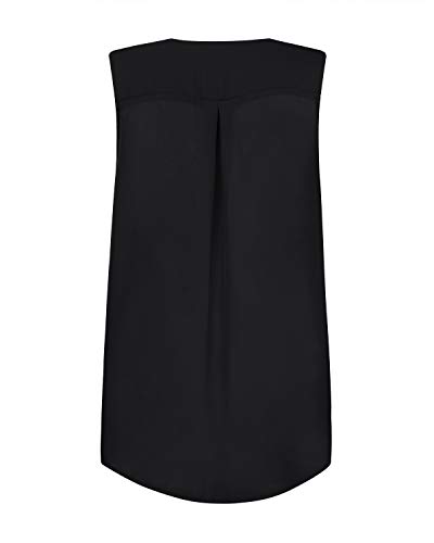 YOINS Camiseta Sin Mangas Mujer Camisola Gasa Camiseta con Cuello En V Camisa Trabajo Informal Playa Blusa Tops Verano Negro XXL