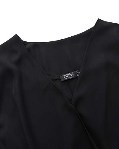 YOINS Camiseta Sin Mangas Mujer Camisola Gasa Camiseta con Cuello En V Camisa Trabajo Informal Playa Blusa Tops Verano Negro XXL