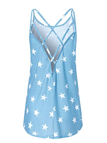 YOINS Camiseta Sin Mangas Mujer Tops Cortos de Verano Casual Camisas Sexy Azul Claro S